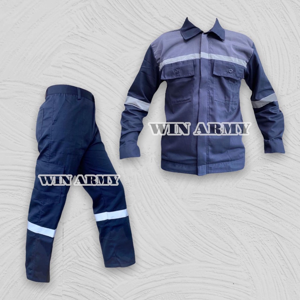 Wearpack Safety Kombinasi / Atasan Safety / Kemeja Safety / Seragam Proyek Wearpack Kerja Lengan Panjang K3