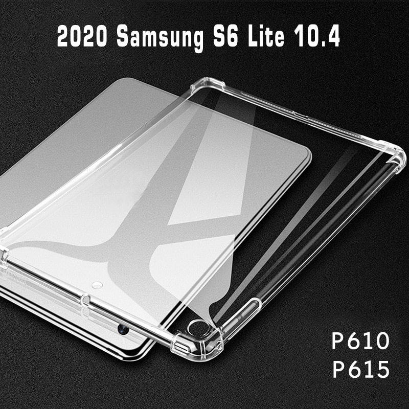 For Samsung Tab S6 Lite 10.4 2020 Slim Case Four Corners Thickened Drop Resistance Soft  Cover Case SM-P615 P610 Clear Back Cover