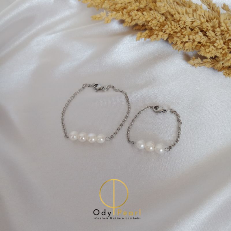 Gelang mutiara asli couple ibu dan anak anti karat
