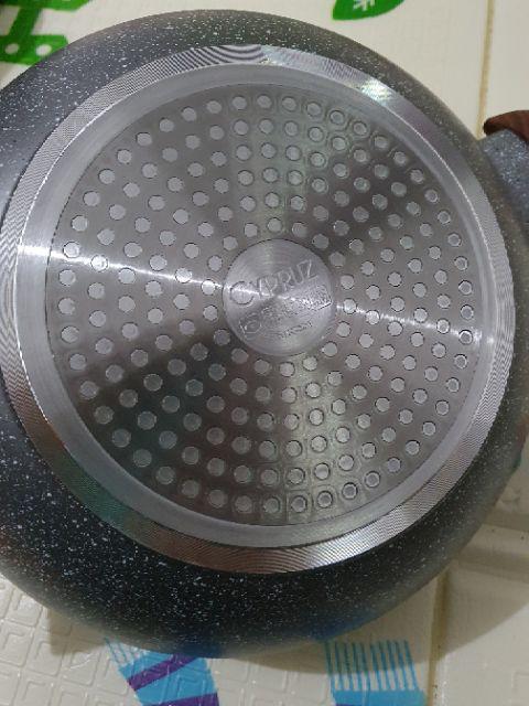 Ki0648 Cypruz 26cm Kuali Marble With Lid Induksi Wok Tutup Kaca