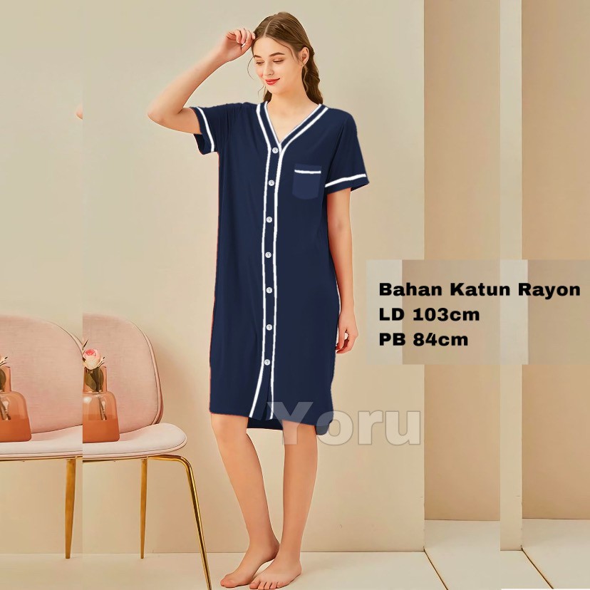 Pamelo Daster satin/baju tidur/daster murah Tunik Velvet Satin-DKR KatunRayon Navy