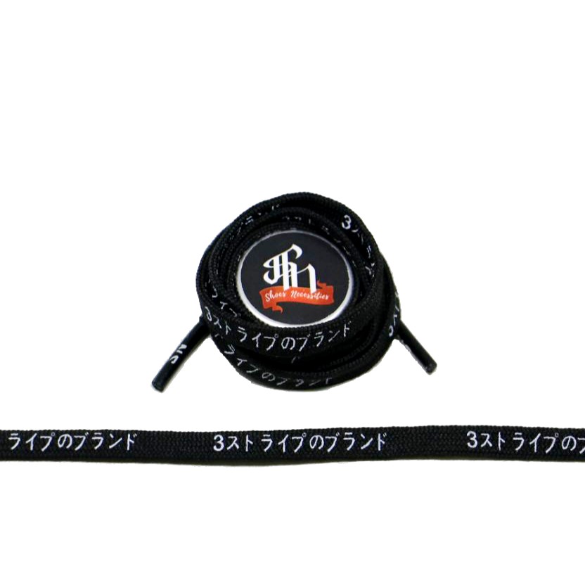 BLACK / Japan Katakana - Tali Sepatu - Shoelaces - Laces 100CM &amp; 125CM