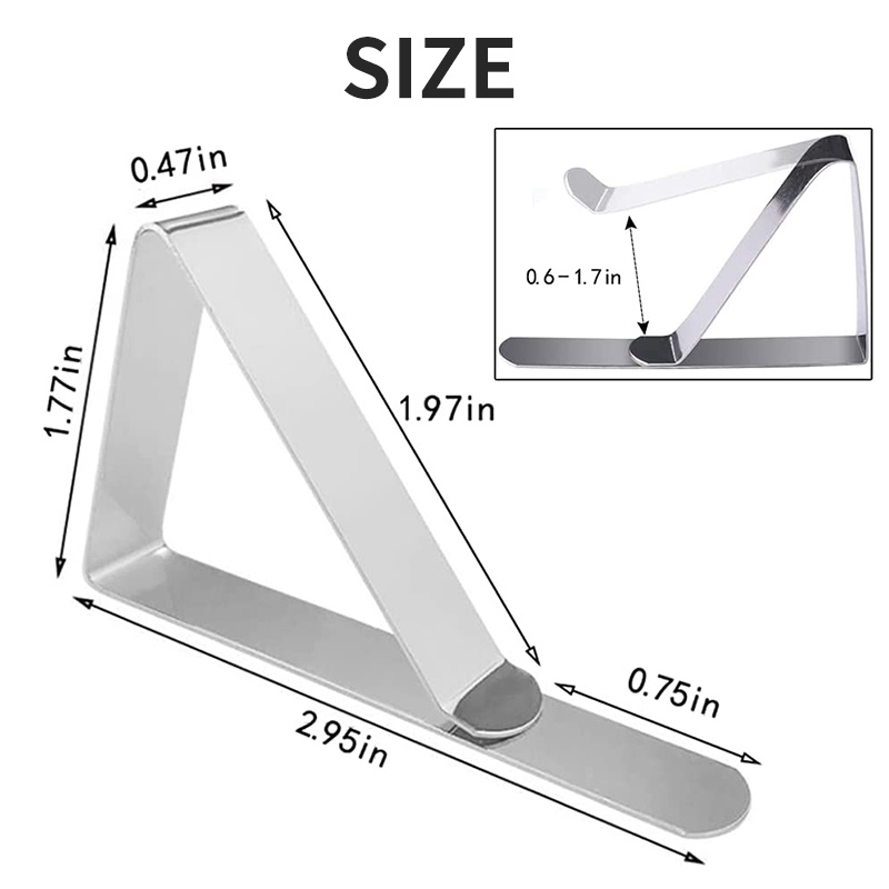 8 / 12pcs Klip Penjepit Taplak Meja Multifungsi Bahan Stainless Steel Anti Slip