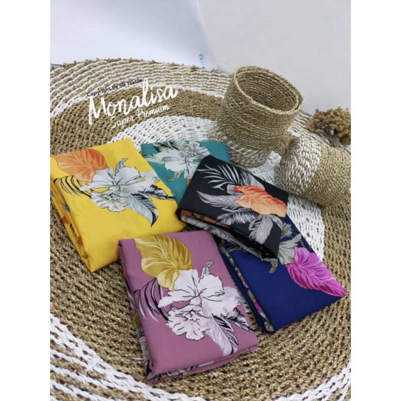 kain Monalisa Super Premium motif Bunga besar per 50 cm