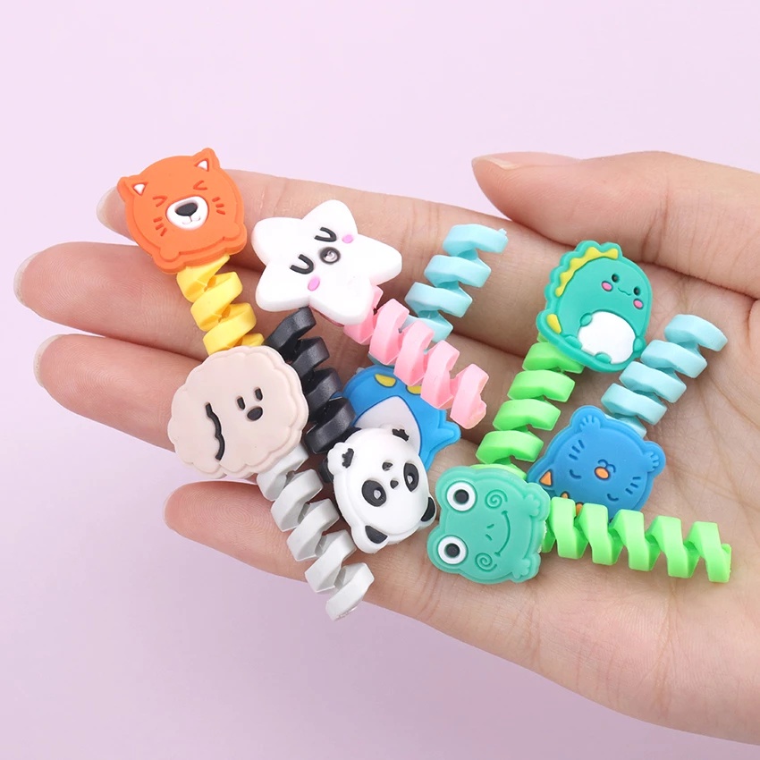 Hot Sale/Kartun Lucu Pelindung Kabel Organizer Silikon Lembut Bobbin Winder Wire Cord Cover Untuk USB Earphone Cable Data Line Protectors