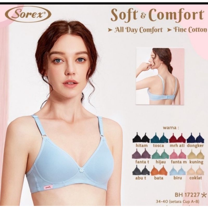 Bra sorex Soft dan Comfort 17227 ,Busa tanpa kawat