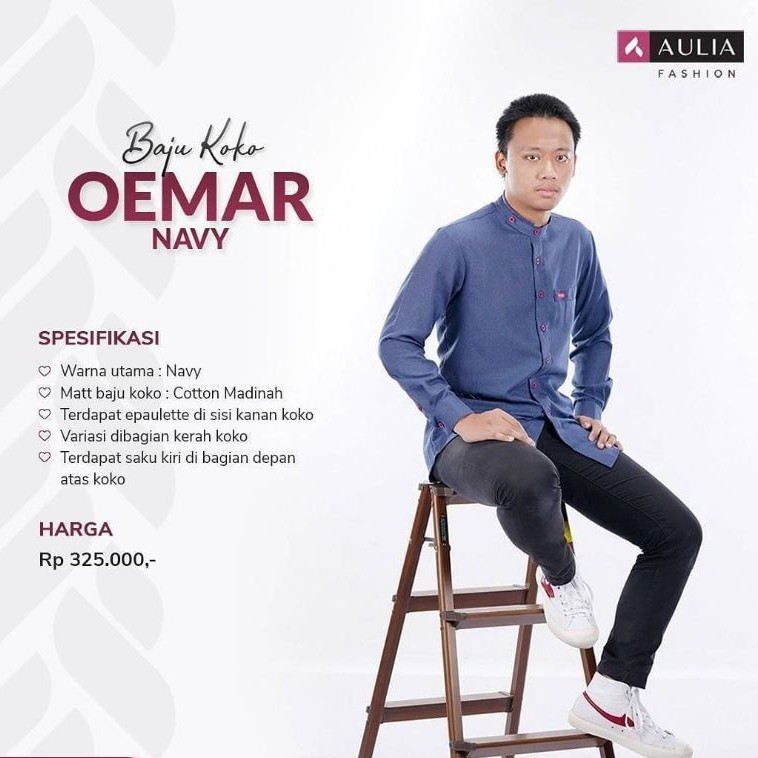 Baju Koko OEMAR NAVY by Aulia Fashion