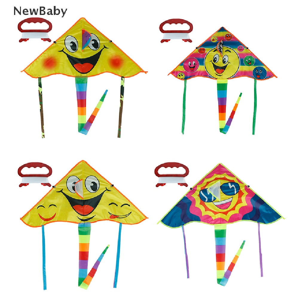 1 Set 80x45cm Layanglayang Motif Smiley face Dengan Tali Pegangan 50m Untuk Outdoorolahraga