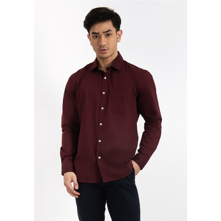 MOC Kemeja Lengan Panjang Pria MOGOYO BESTBUY - MAROON