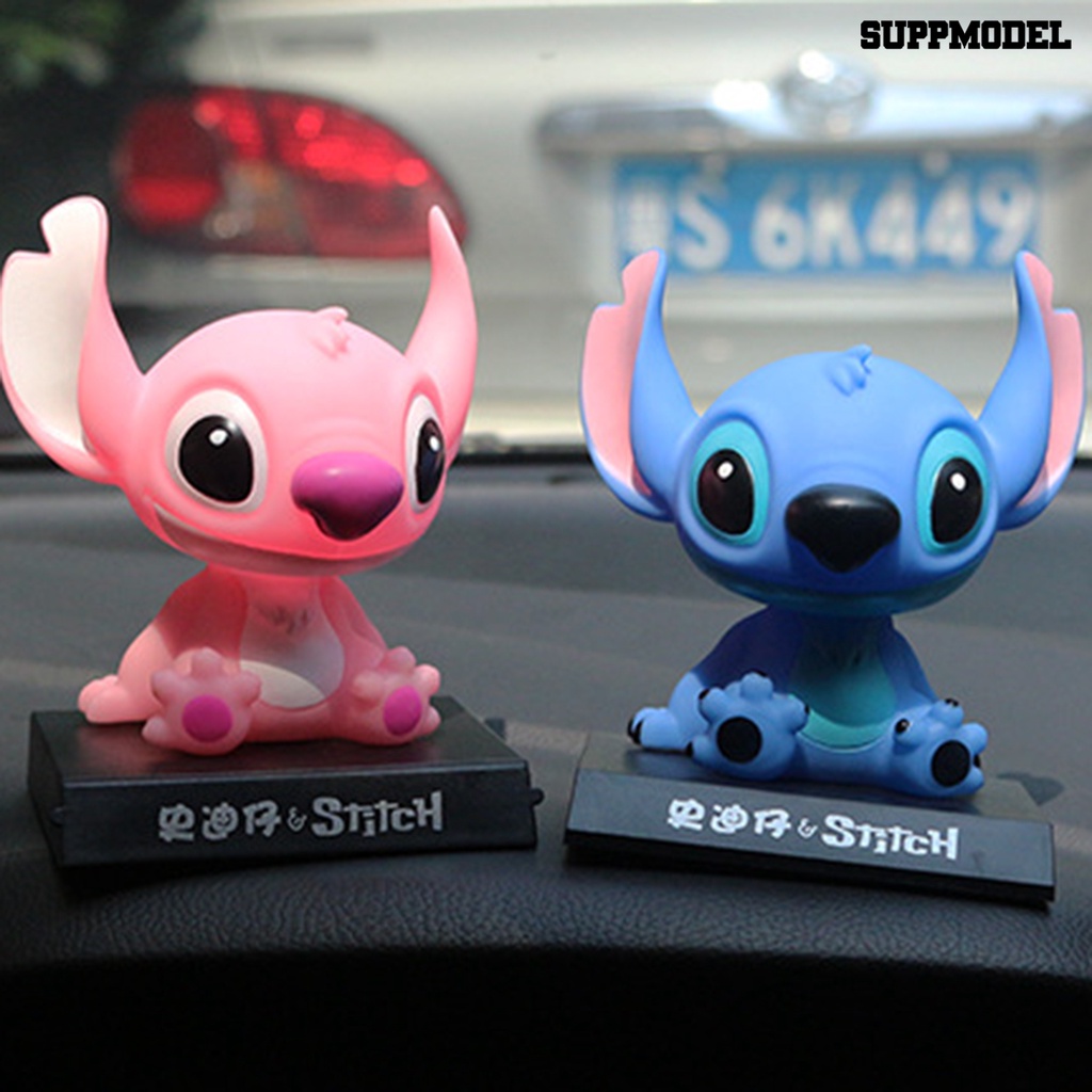 Ornamen Boneka Kartun Stitch Kepala Goyang Buatan Tangan Untuk Interior Mobil