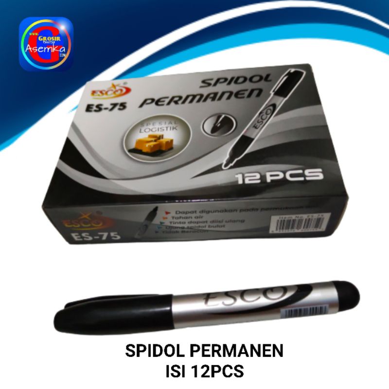 [ GPA ]  Spidol Besar Permanent Esco Grosir 12pcs