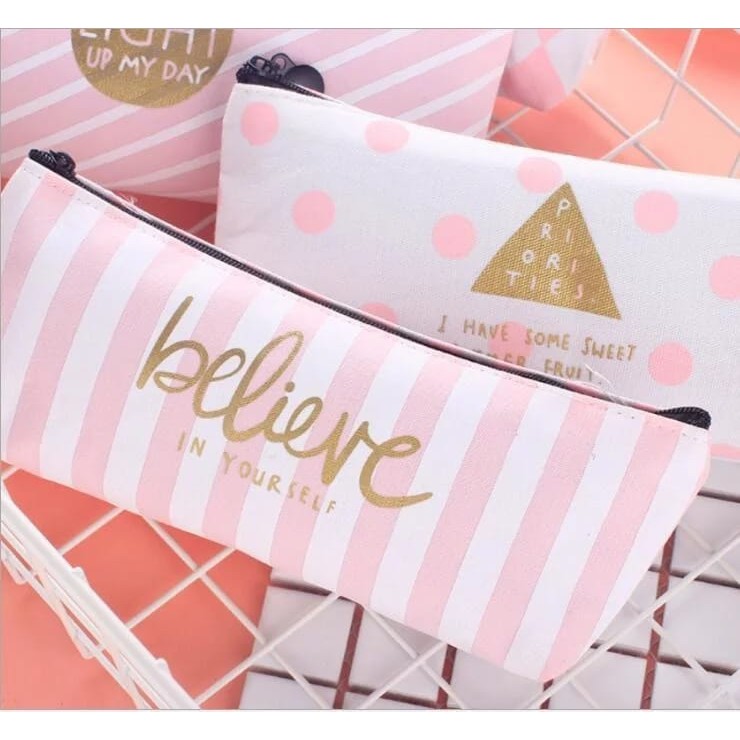 Tempat Pensil Motif Pink Lucu Import Kotak Pensil Premium Cute Tempat Pensil Serbaguna Pencil Case