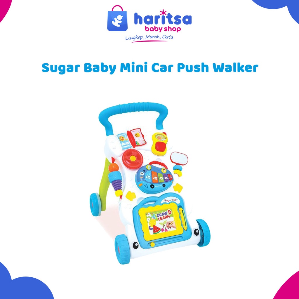 Sugar Baby Alat Bantu Bayi Jalan Push Walker Mini Car Tommie Tosca  Fred Blue Trunky