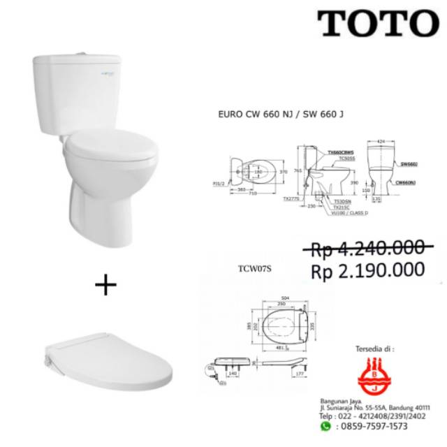 Closet Duduk Toto Euro Cw660nj Ecowasher Tcw07s Shopee Indonesia
