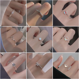 Image of 925 Silver Korean Female Simple Fashion Ring Swan Ring Crystal Ring Female Ins Ring New Accessory Gift