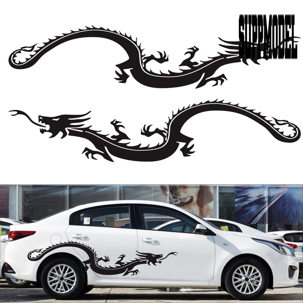 2pcs Stiker Mobil Motif Naga Bahan PVC Untuk SUV