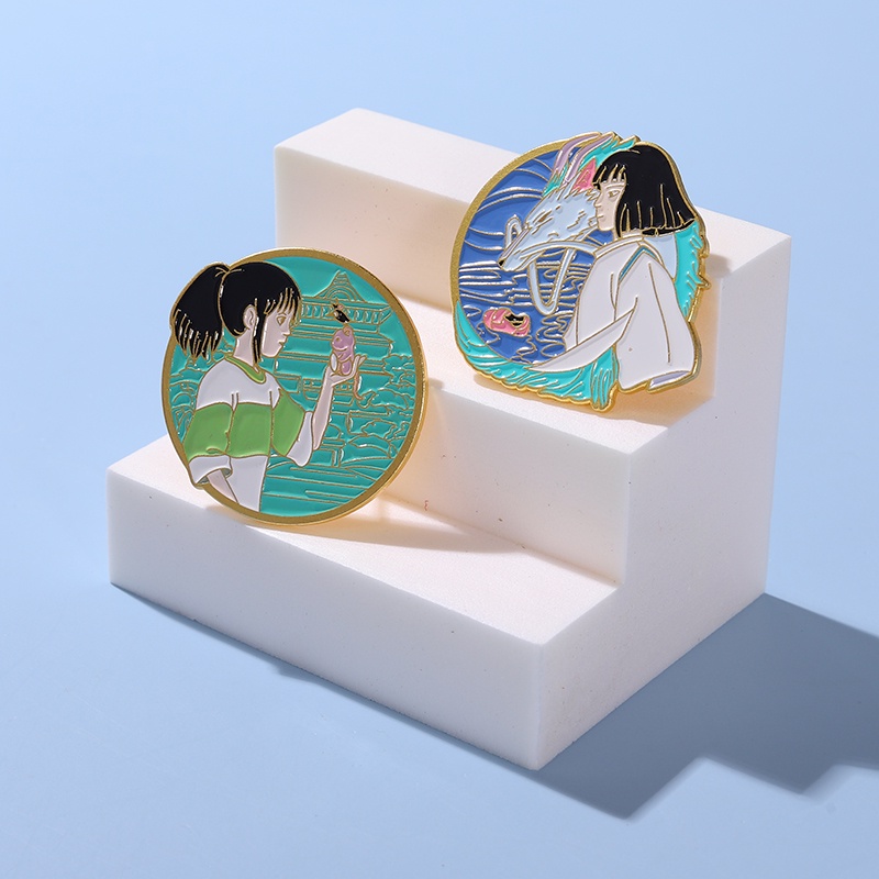 Anime White Dragon Spirited Away Enamel Pin Lapel Badge Bag Cartoon Collection Jewelry Birthday Gift