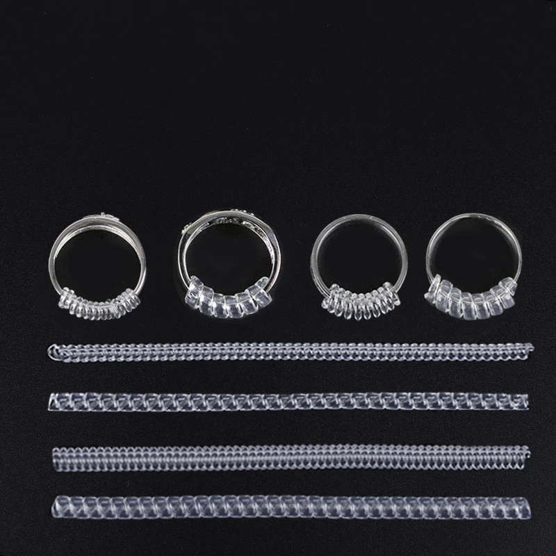 Ring Size Adjuster Fit for Loose Rings Clear Spiral Silicone Tightener Tools