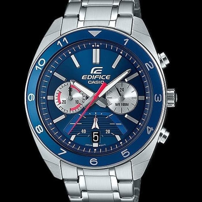 Jam Tangan Pria Casio Edifice EFV-590D-2A Silver Blue Original