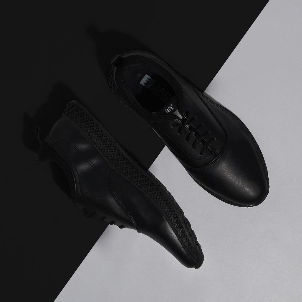 GARRICK BLACK ORIGINAL x JACK Sepatu Formal Full Hitam Tali Pria Pantofel Kerja Kantor Dinas Resmi Guru Kantoran Wisuda Kuliah Pesta Pernikahan Kondangan Nikah Undangan Wedding Modern Oxford Casual Derby Semi Kulit Premium Footwear Keren Terbaru Kekinian