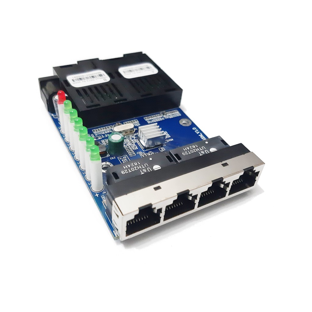 PCB Board 4 RJ45 2 SC Fiber Optic Converter 10/100Mbps Ethernet Switch