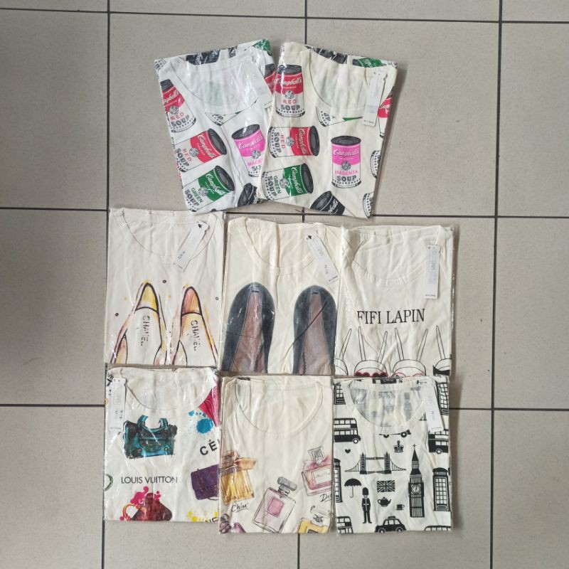 Casual Full Print T-Shirt Cotton T-Shirt all size fit M/L Kaos Wanita Baju Murah