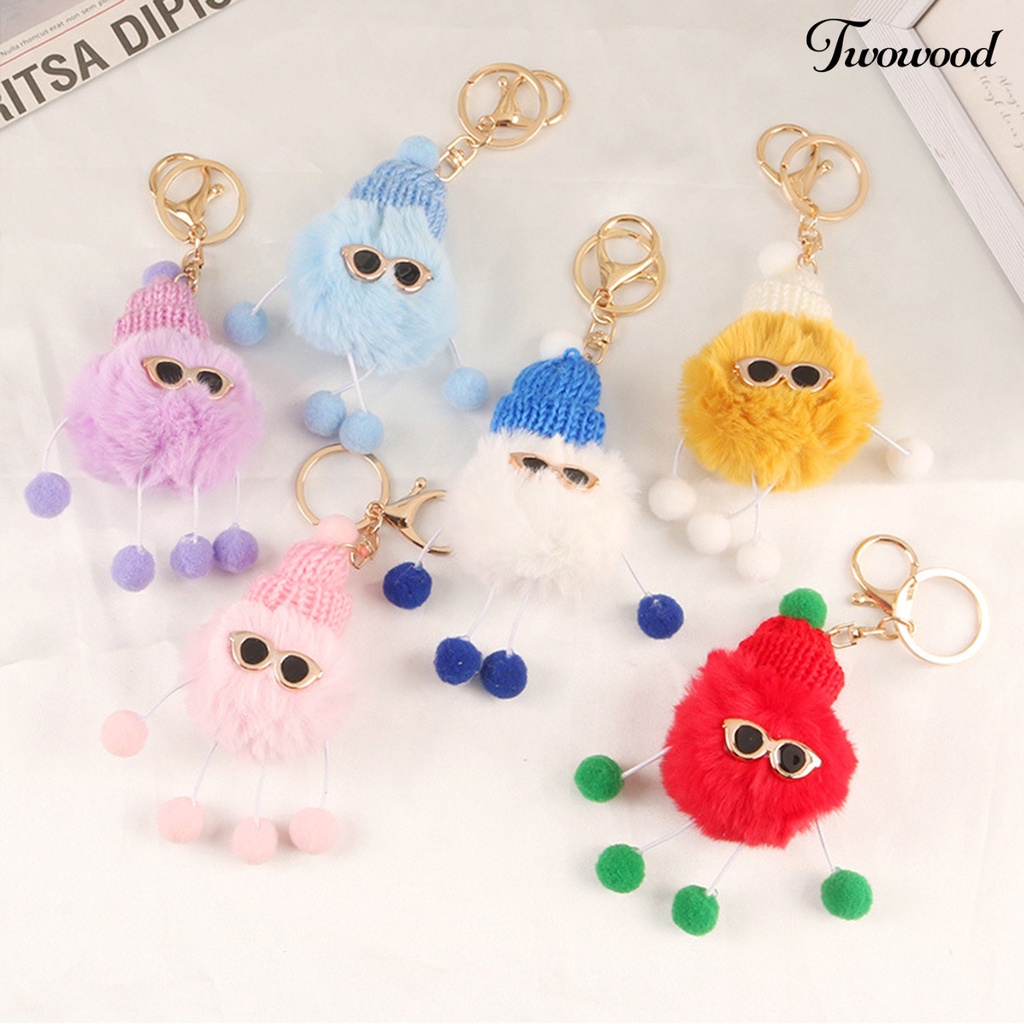 Twowood Gantungan Kunci Pompom Bulu Imitasi Untuk Wanita