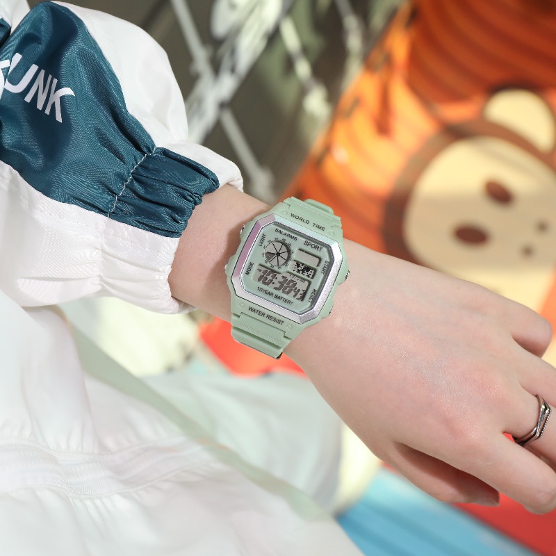 Jam Tangan Wanita A0134LED Electronic Silicone Multifunction Watch