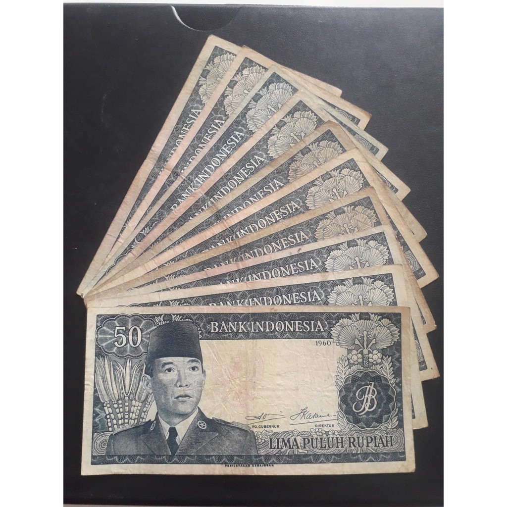 Kolekasi Uang Kuno Indonesia Seri Soekarno 50 Rupiah Tahun 1960 Bekas