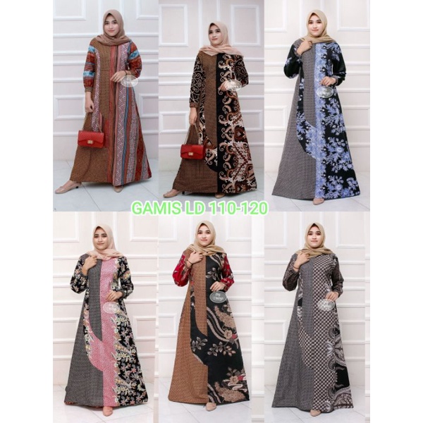 gamis batik wanita ld 110-120 seragam batik wanita