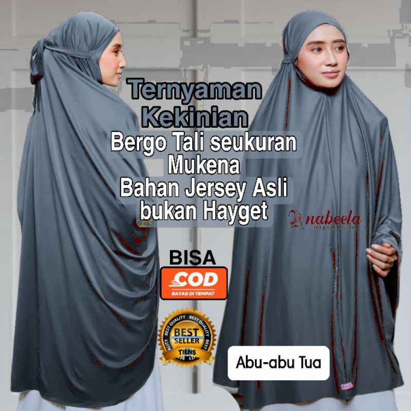 Jilbab Khimar Bergo Atasan Mukena Tali Jumbo Hijab Instan Syari Jersey Aisyah Dagu BERGO JERSEY PREM