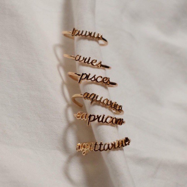 Ark.co - CINCIN Astrological / zodiac huruf letter ring
