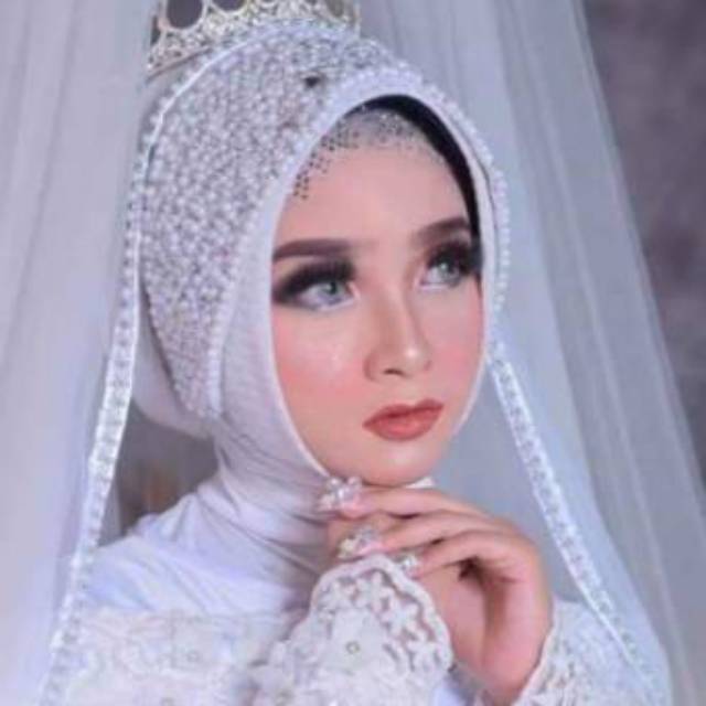 slayer tabur mutiara pengantin veil hijab pengantin