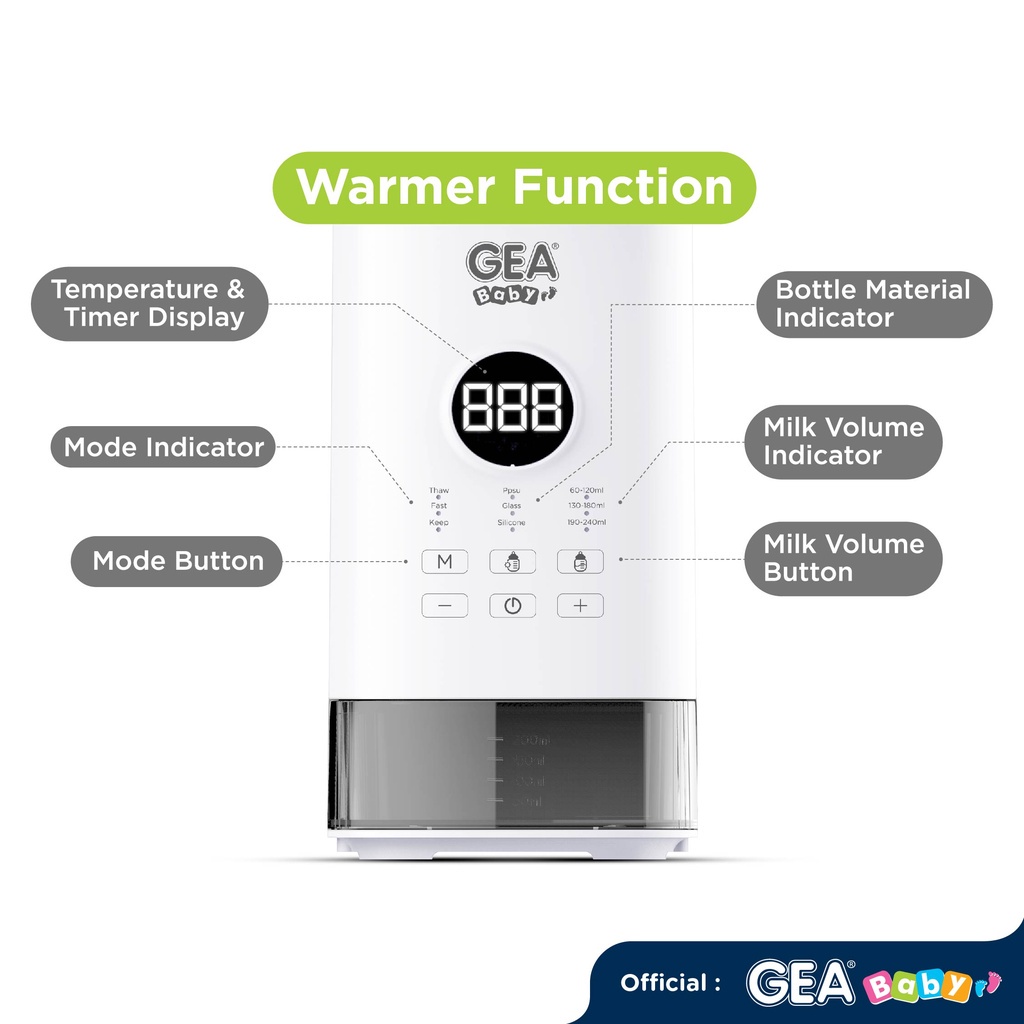 GEA Baby Smart Auto Bottle Warmer GW-200 / Gea baby Smart Digital Bottle Warmer &amp; Sterilizer GW-100 / penghangat botol susu / pemanas susu / pemanas makanan / sterilisasi uap