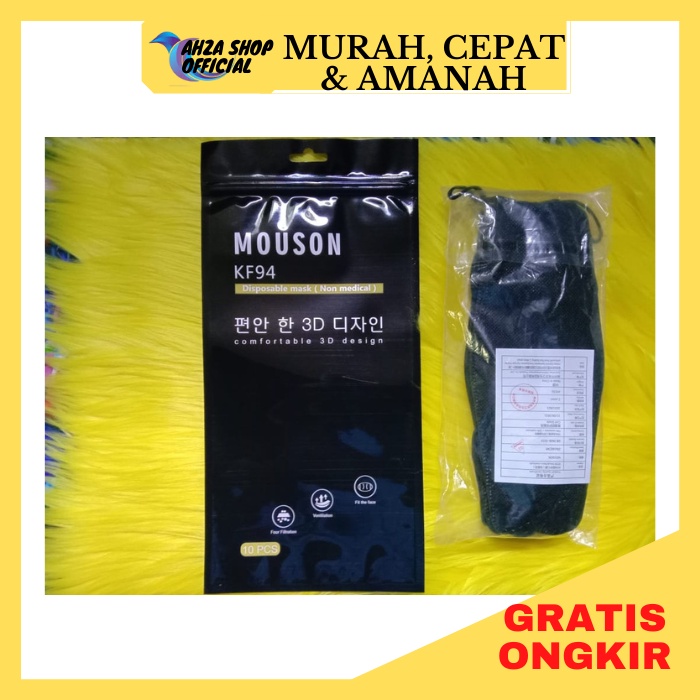 Masker Medis Kf94 Korea Model Evo 4 Ply Warna Hitam 1 Pack isi 10 Pcs