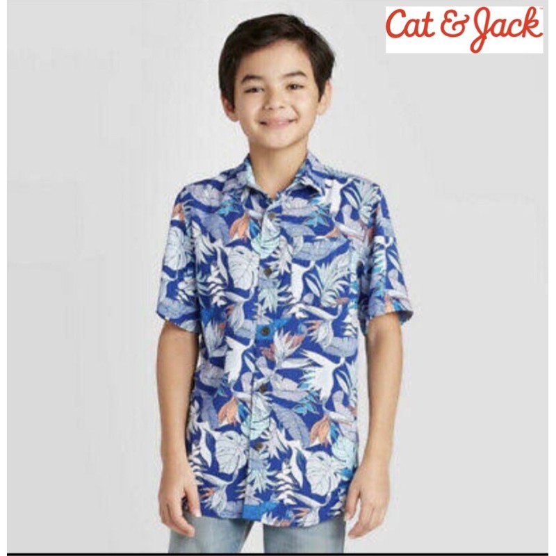 Kemeja Anak Laki Laki Cat & Jack Floral Blue