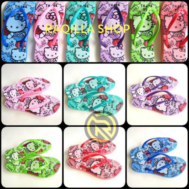 Terlaris Sandal Hello Kitty size 36-40 kode HK sandal jepit wanita motif hello kitty