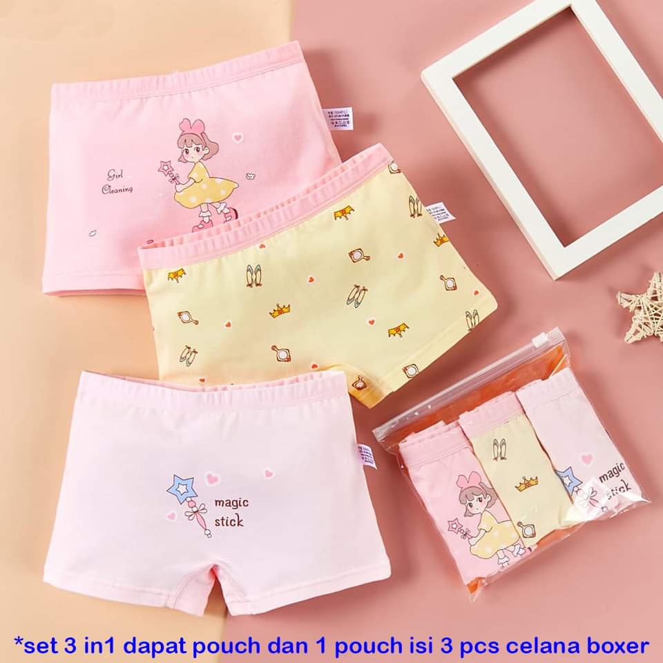 Celana Boxer Anak Perempuan Dengan Pouch