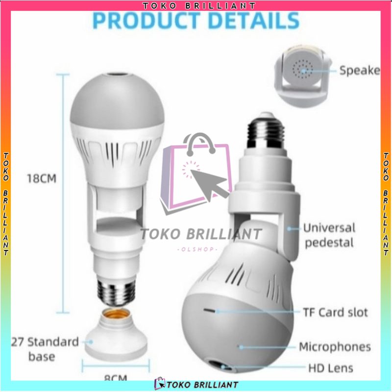 Cctv Ip V380 Lampu Bohlam VR Spy Cam Owlcam Wifi Hd 1080p Panoramic 360 Derajat Bentuk Lampu Bohlam - CCTV V16A