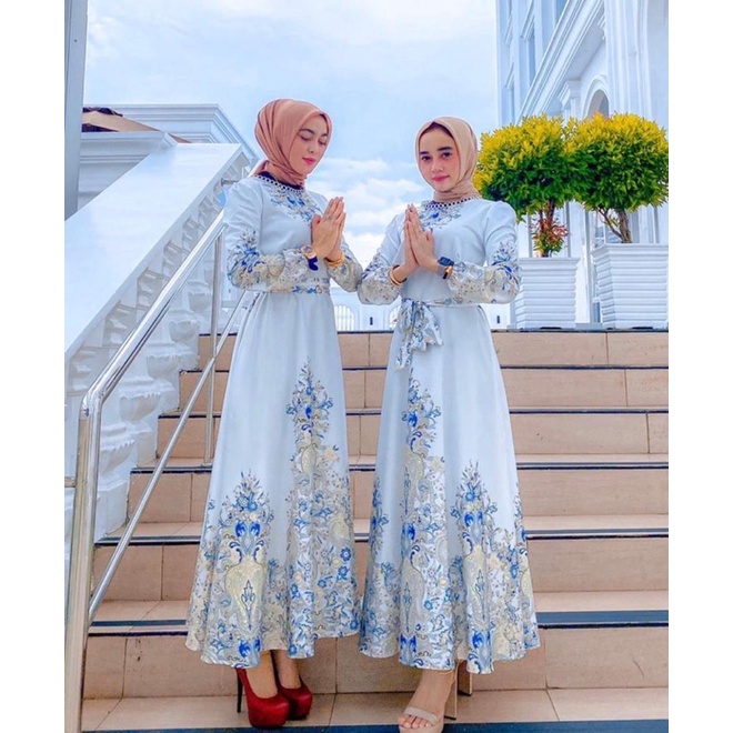 SALE!!! RESTOCK!!! DRESS GAMIS ESTILO SERIES 02 IMPORT BKK-putih spesial