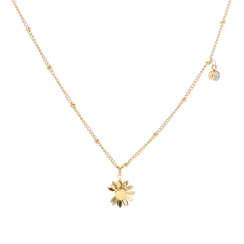 kalung bunga daisy titanium asli cantik gold