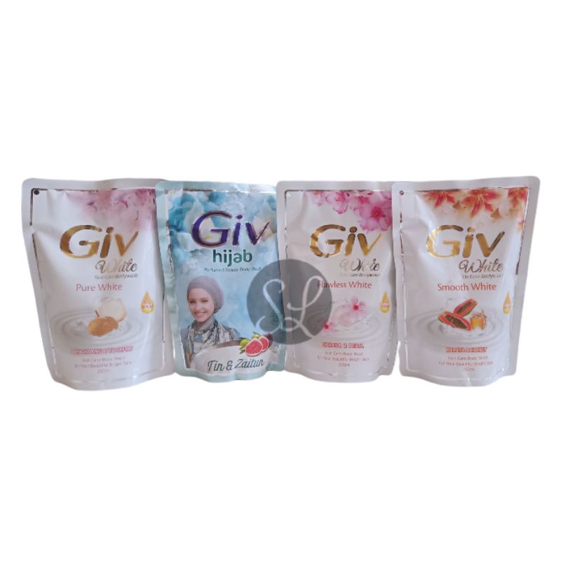 Giv White Body Wash Refill 250ml Kemasan Pouch Giv Sabun Cair