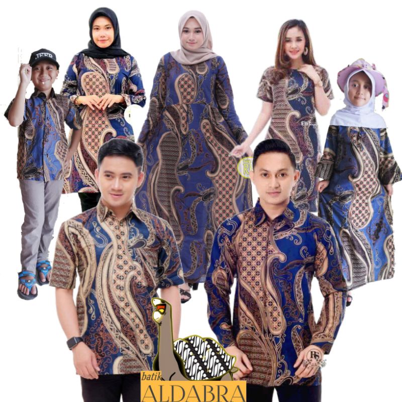 Jual Baju Batik Couple Keluarga Baju Couple Keluarga Batik Keluarga Batik Motif Banyu Mili Biru