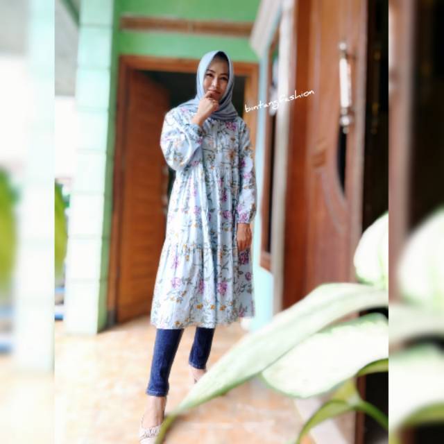Tunik Mylady Khafizah Blue Tunik MyLady Original