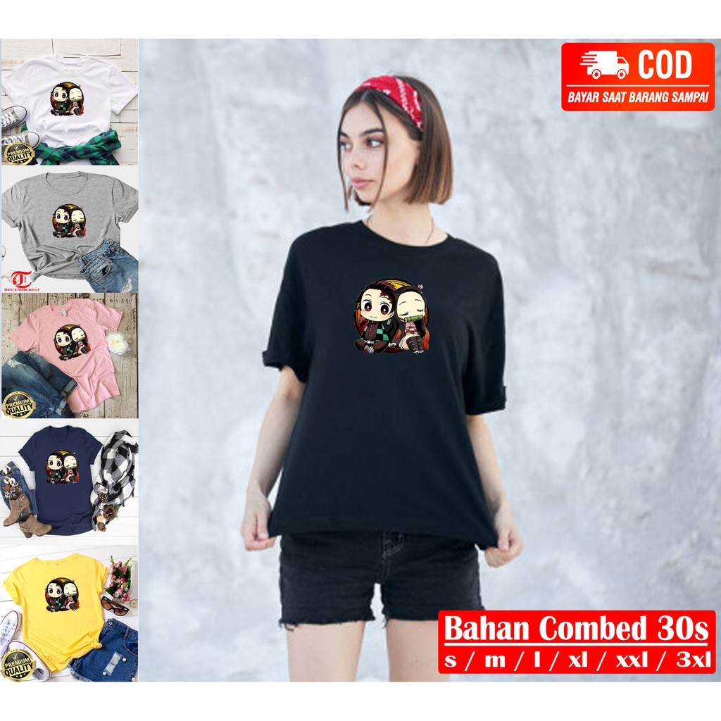 Baju Nezuko Demon Slayer Original Combed 30s -  Kaos Pakaian Atasan Pria Dan Wanita Unisex