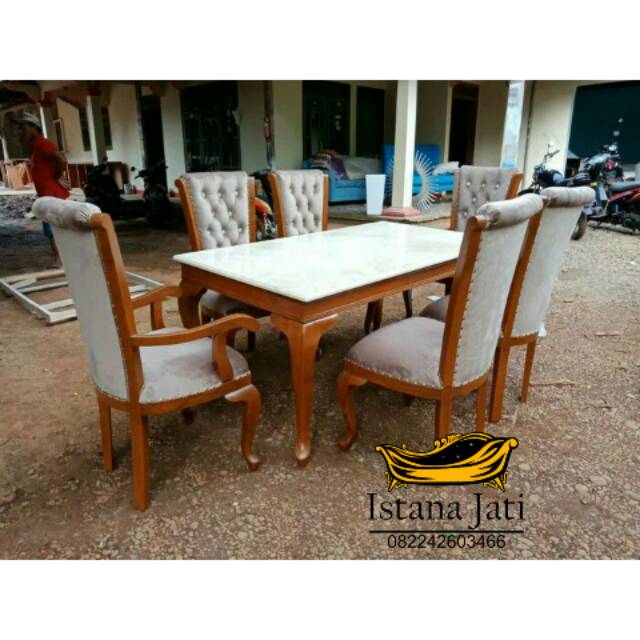 Kursi makan minimalis marmer/kursi makan bar jati/kursi teras jati/figura cermin ukir gold/meja rias