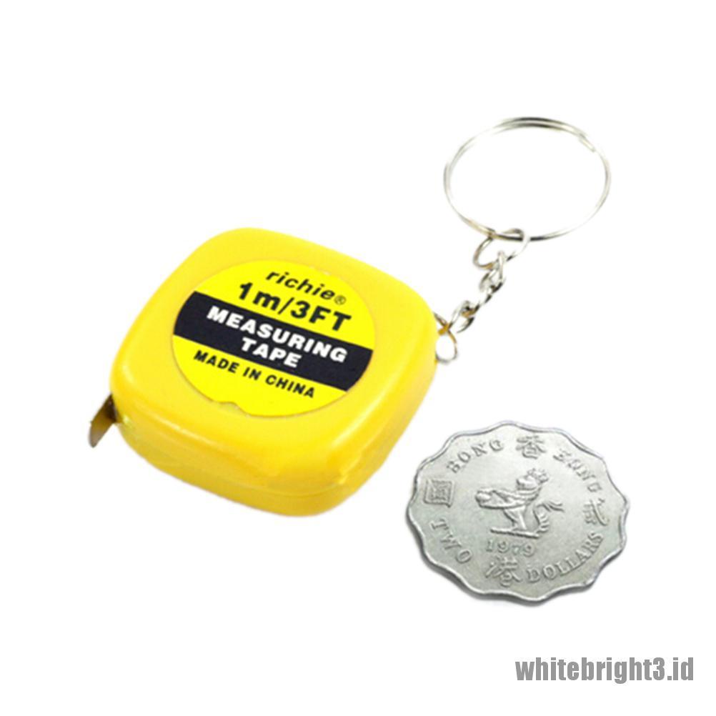 ❤WHITE3❤ Style New Mini Keychain Key Ring Easy Retractable Tape Measure Pull Ruler 1M