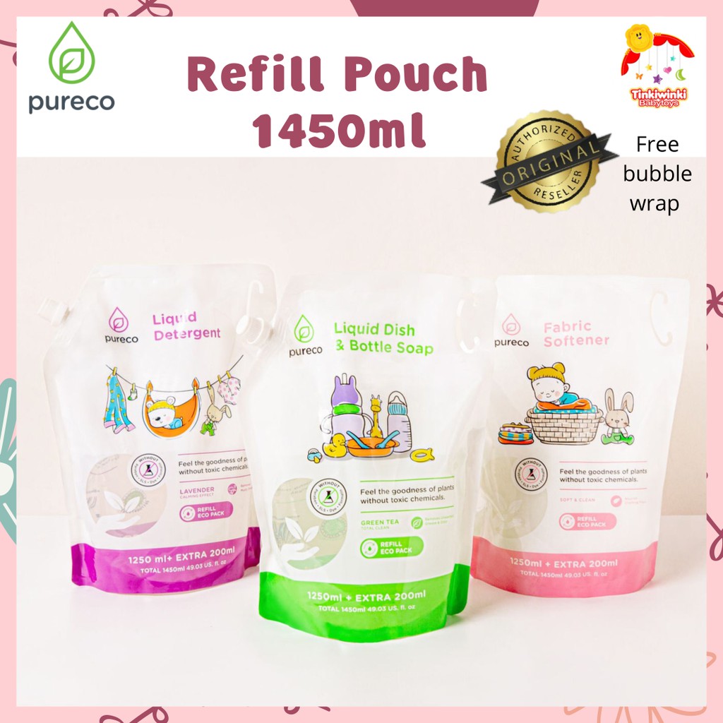 Pureco Refill Pouch 1450ml Liquid detergent Dish Soap Fabric Softener