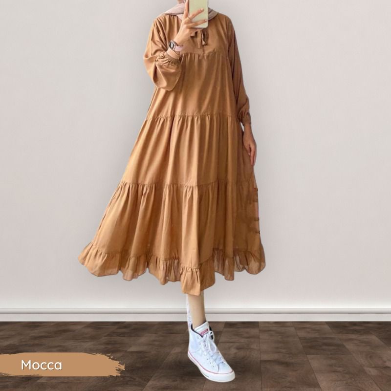 CANBERLY MIDI DRESS BAJU GAMIS SYAR'I WANITA MUSLIM MURAH TERBARU FASHION CEWEK REMAJA DEWASA CANTIK