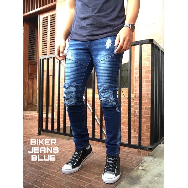 Celana Jeans Sobek Biker Pria Snow Black Jazz Ripped Strech Original Sobek Rucas Dengkul Korean Style Terbaru